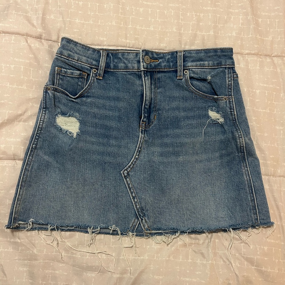 Jean skirt, slightly distressed look